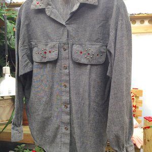 Vintage You Babes Charcoal Western Blouse, Size Small